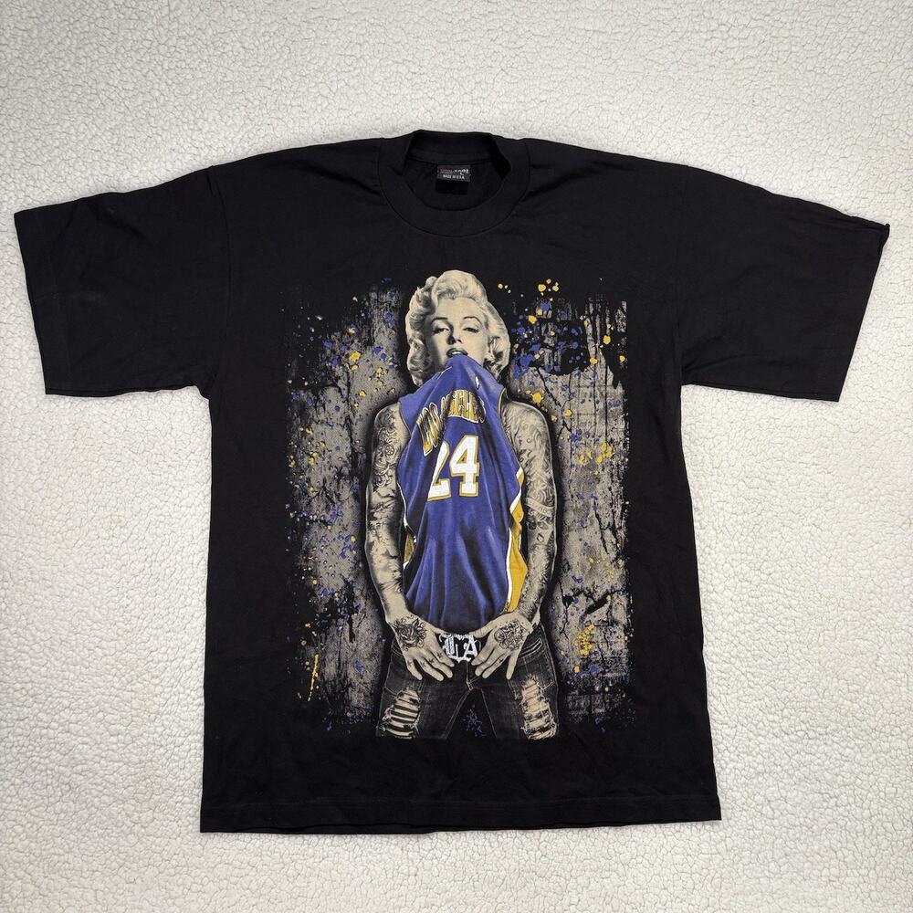 Vintage Marilyn Monroe LA Lakers Mens L Black T-Shirt Pro Tag NBA Los Angeles‎